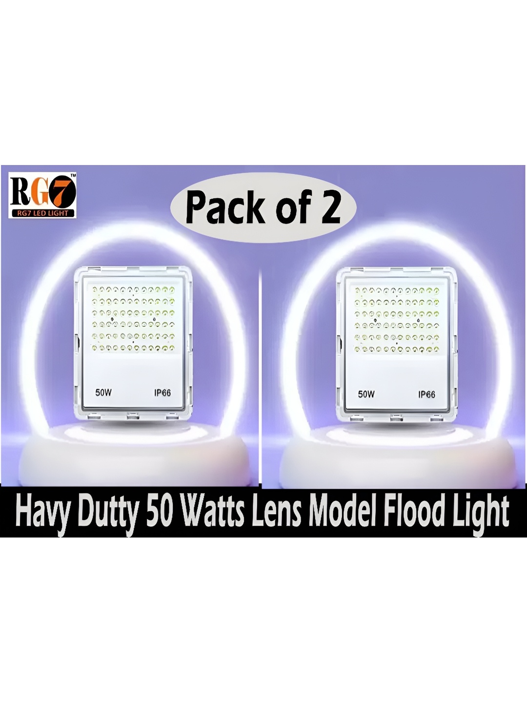 

SPARK WORLD White 2 Pieces 50W Rectangular Shaped Metal Flood Lamps