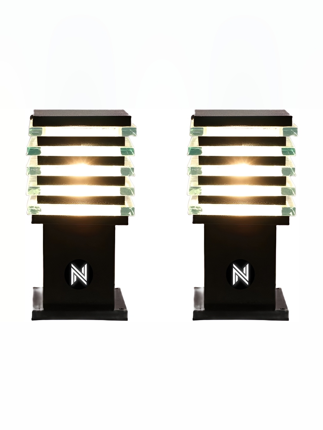 

SPARK WORLD Black 2 Pieces Rectangular Outdoor Lamps