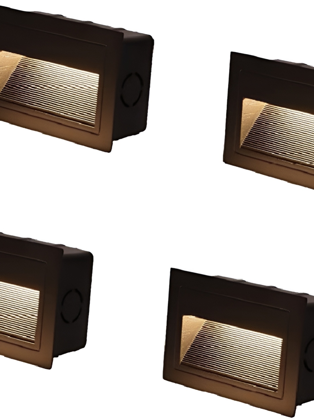SPARK WORLD Black & Yellow 4 Pieces Rectangle Metal Outdoor Lamps