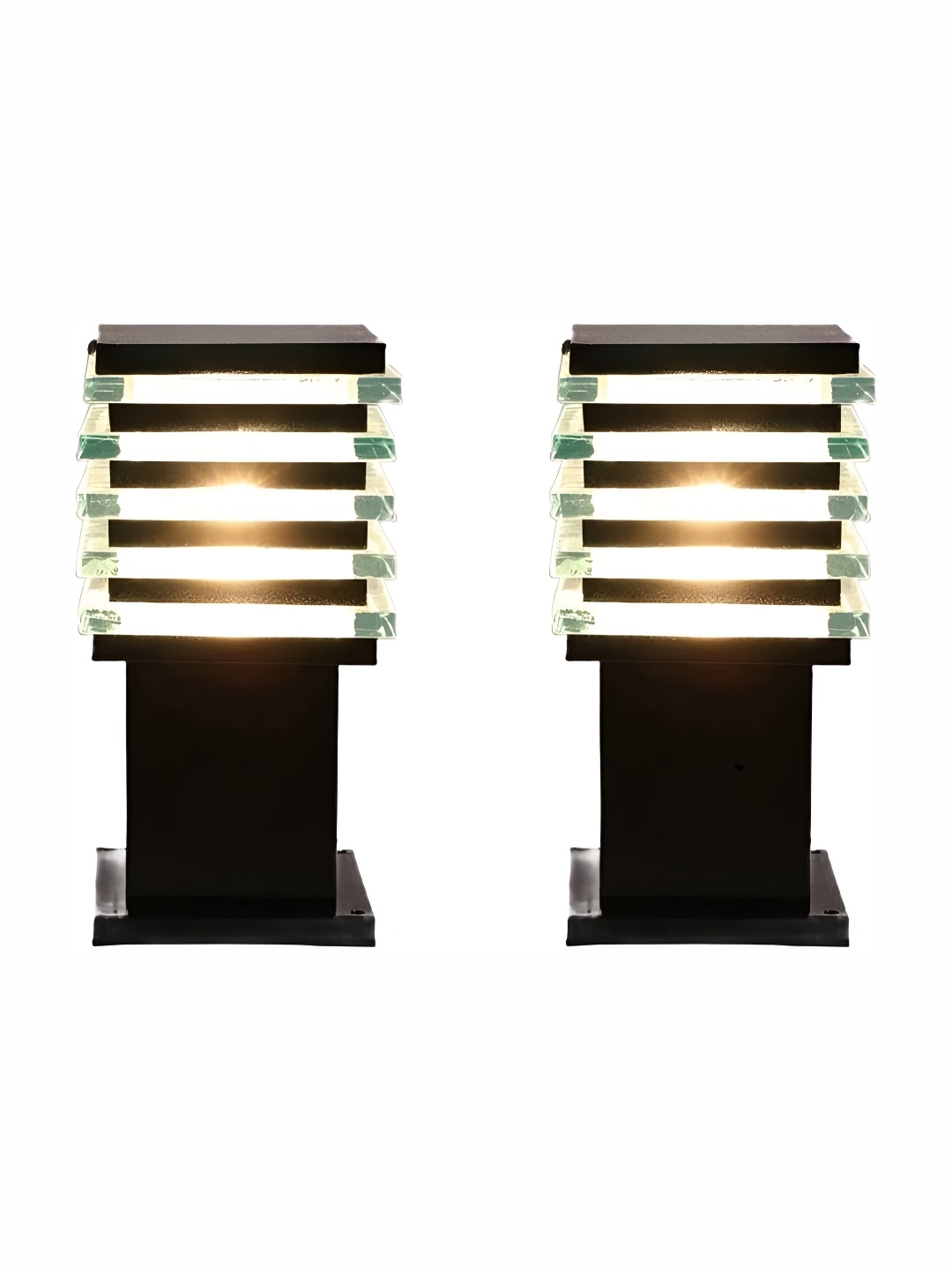 

SPARK WORLD Black & Green 2 Pieces Square Outdoor Lamps