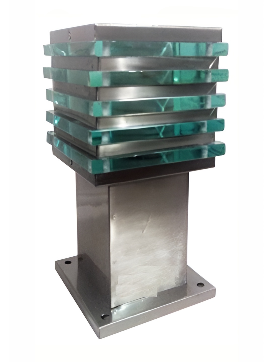 

SPARK WORLD Silver Toned & Green Square Shaped Outdoor Lamps