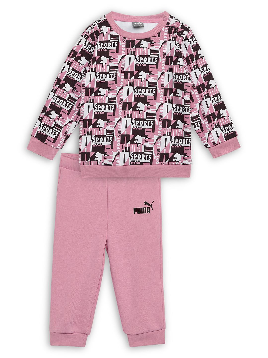 

Puma MINICATS Infants Printed Round Neck Long Sleeves Sweatshirt With Joggers, Pink