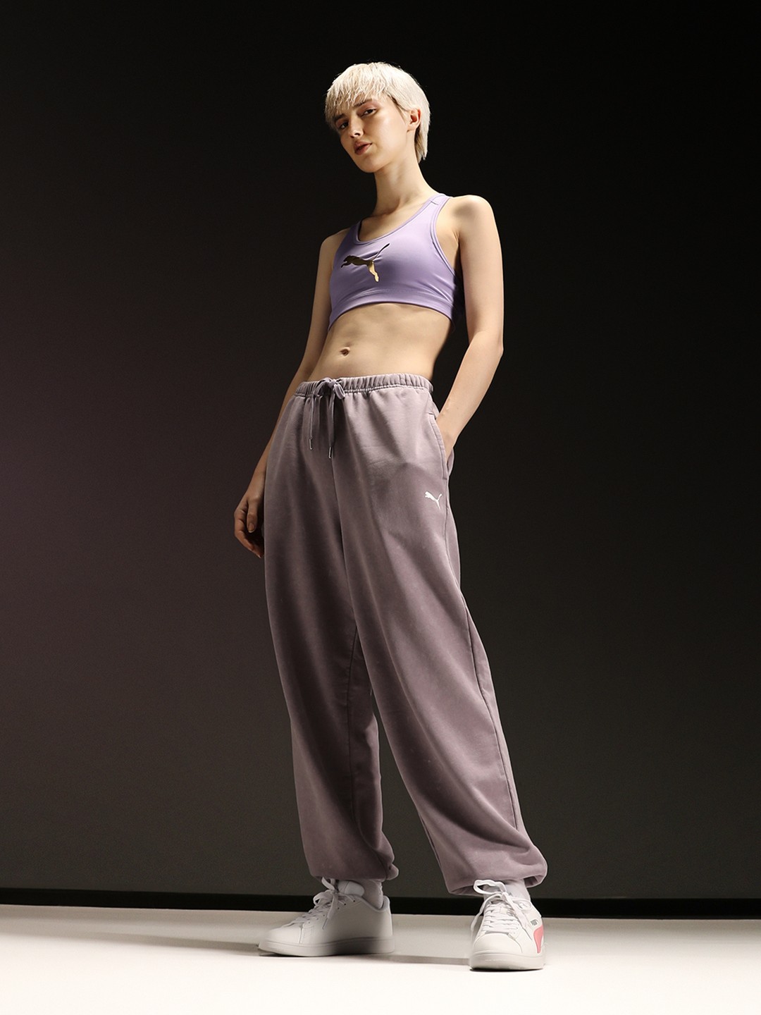 

Puma Dare To Relaxed Washed Women Solid Cotton Relaxed Fit Track Pants, Purple