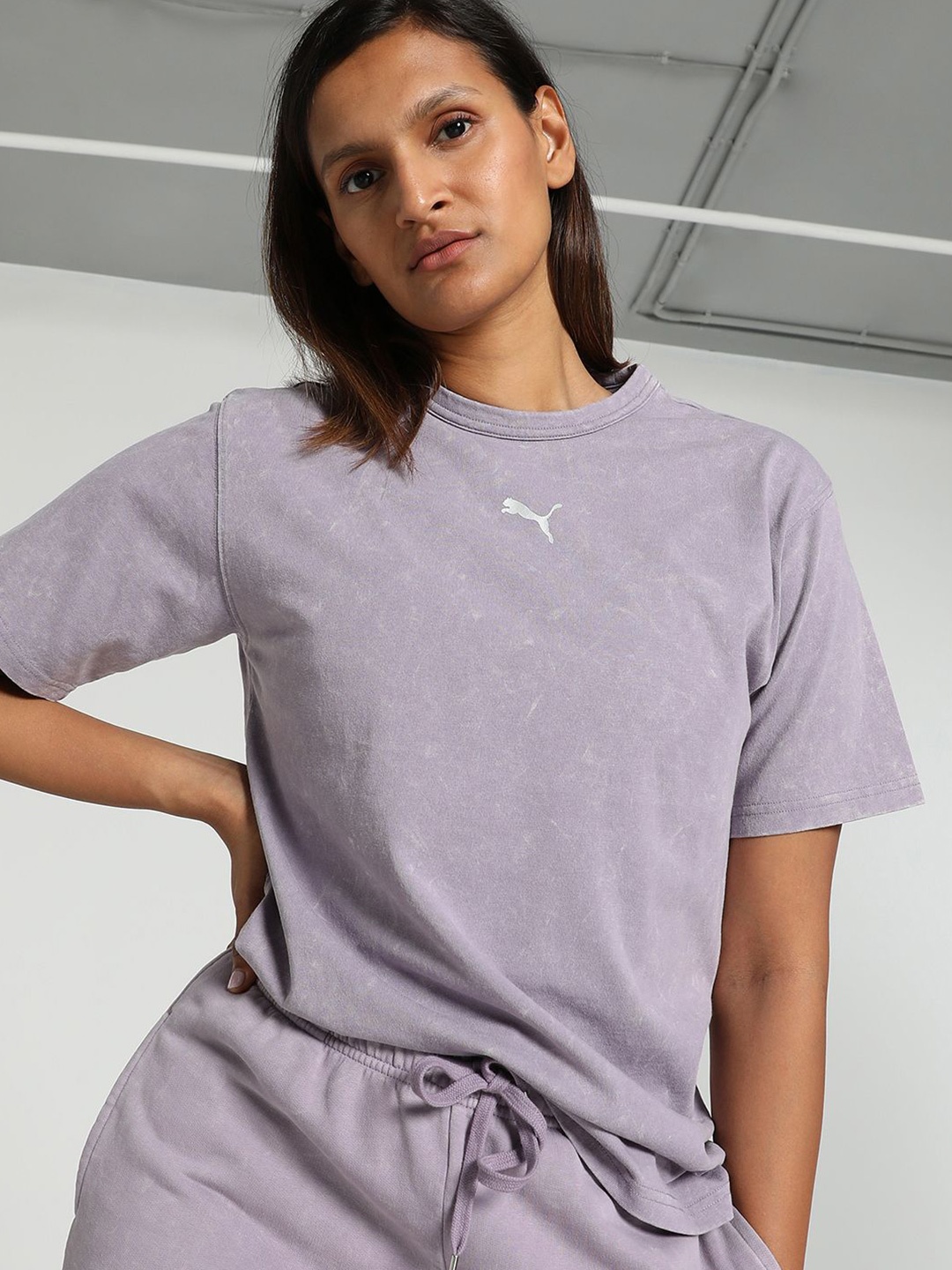 

Puma DARE TO Cotton Relaxed-Fit T-Shirt, Purple