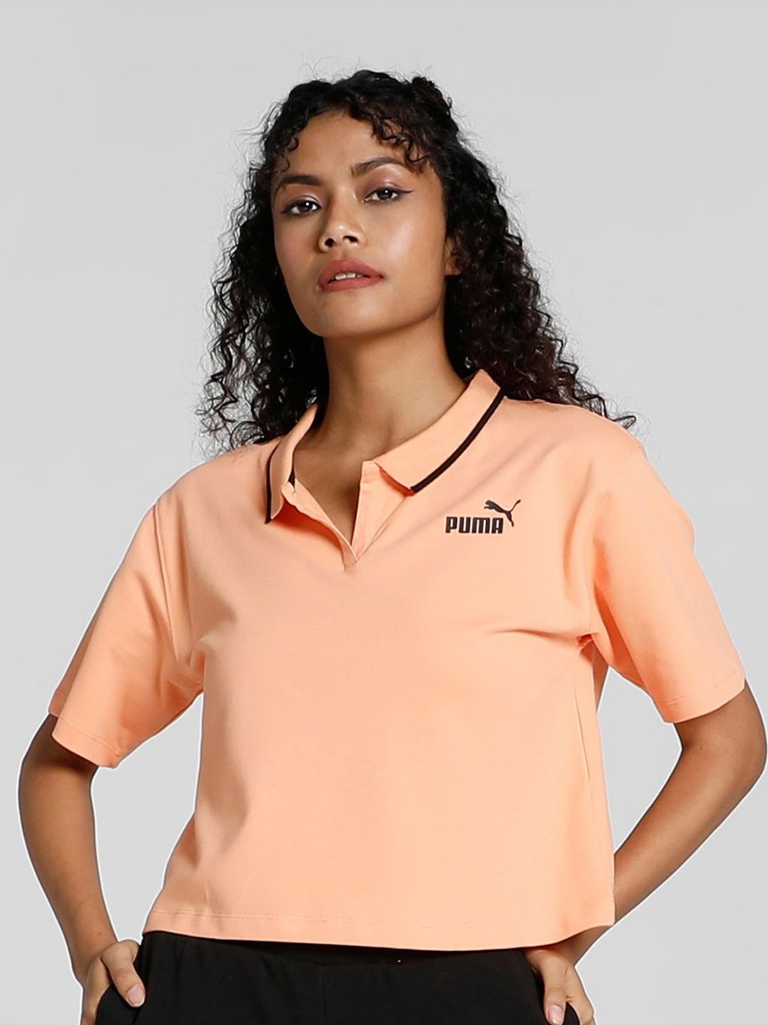 

Puma Cropped Fashion Relaxed Fit Polo T-Shirt, Orange