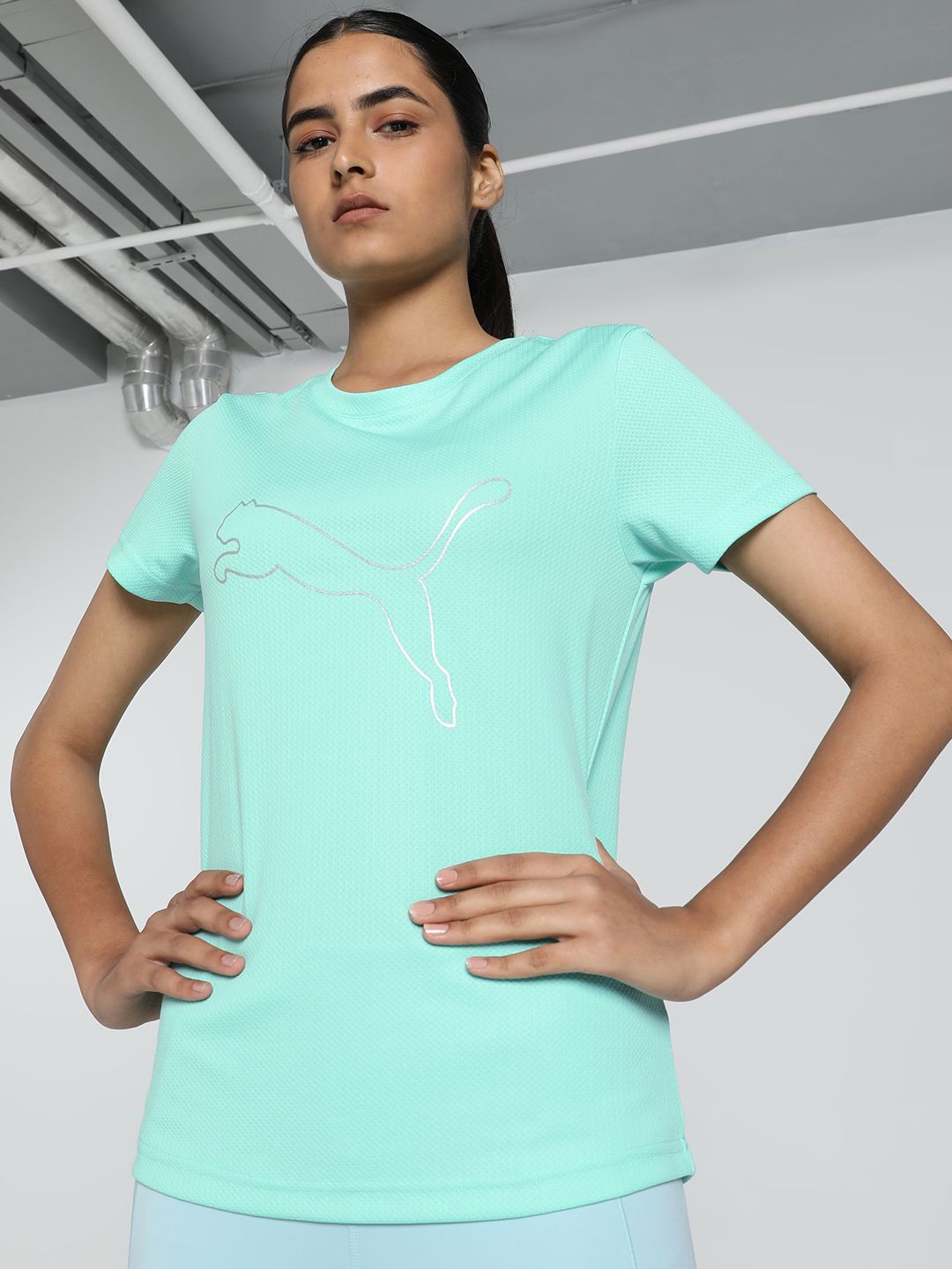 

Puma Women Concept Logo Training Tee Round Neck Tshirts, Green