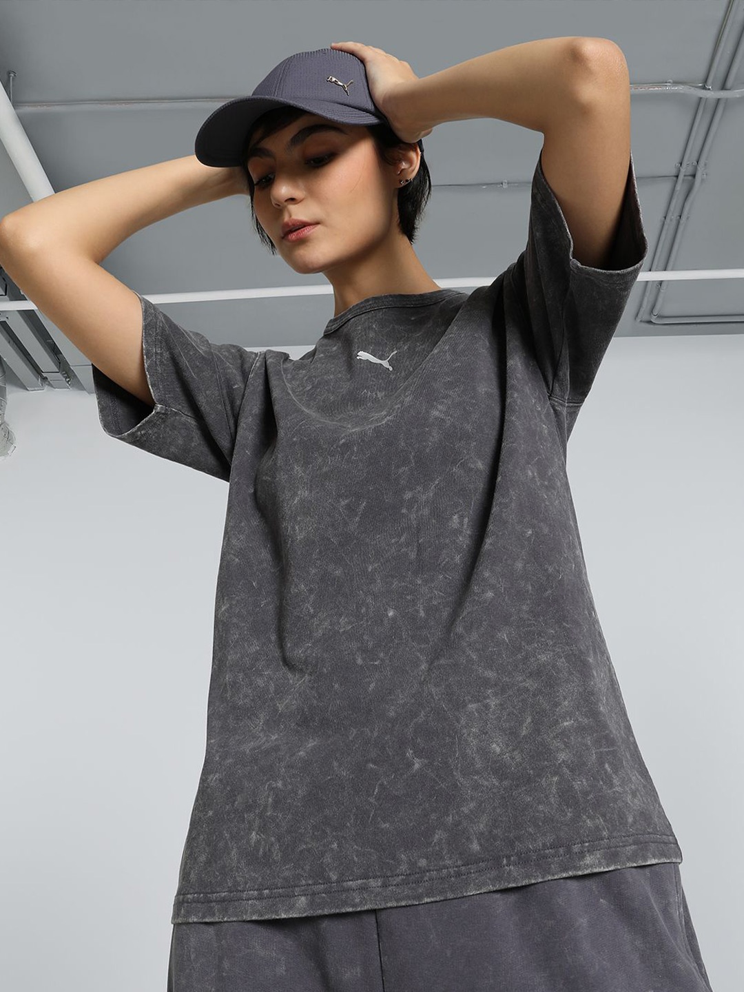

Puma Dare To Relaxed Washed Tee Printed Relaxed Fit Tshirts, Grey