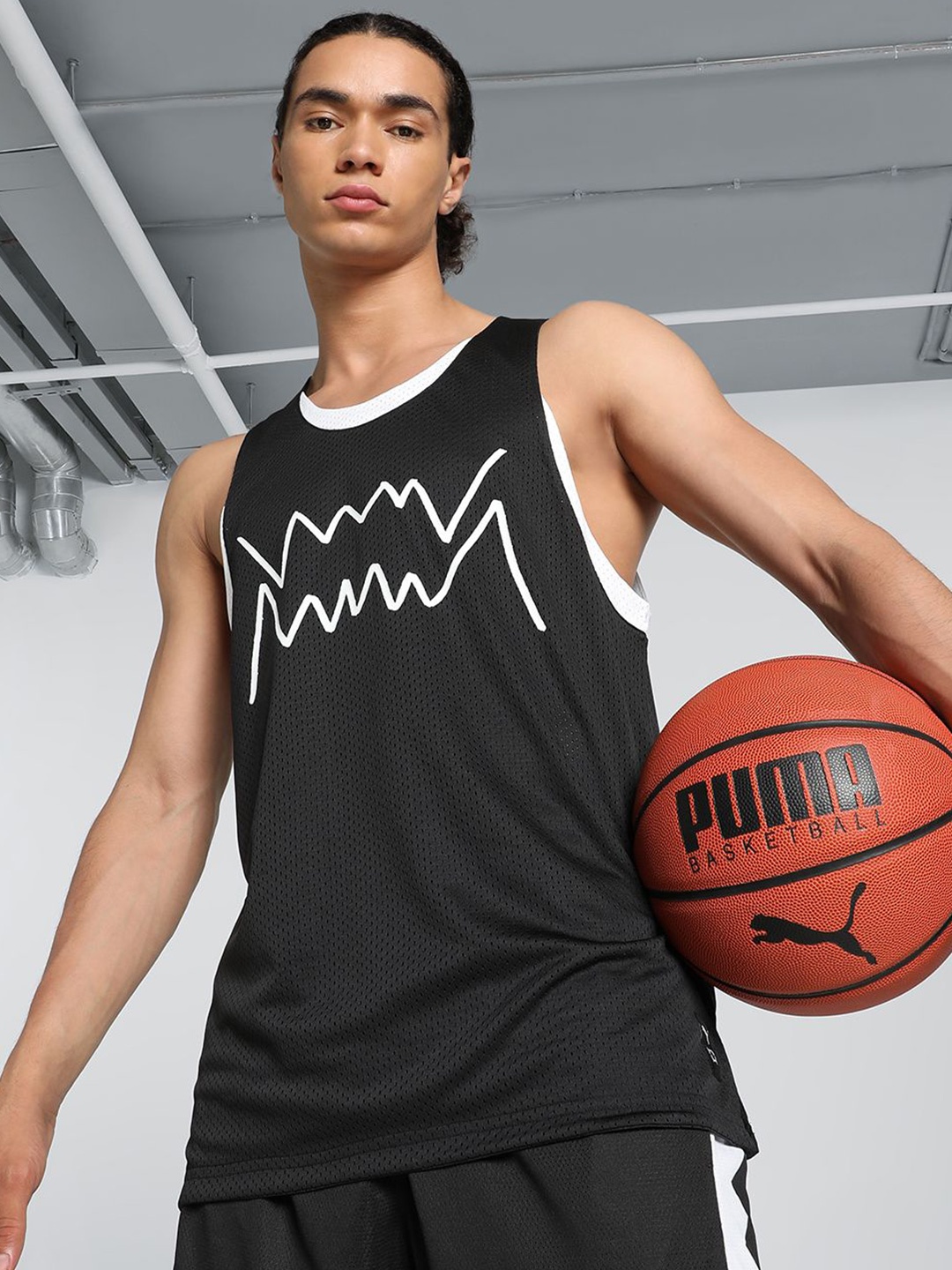 

Puma Men Jaws Core Basketball Tank Brand Logo Printed Tshirts, Black