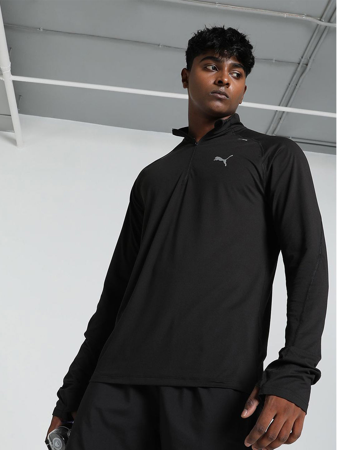 

Puma Men PUMA RUN CLOUDSPUN Quarter-Zip Running Top Tshirts, Black