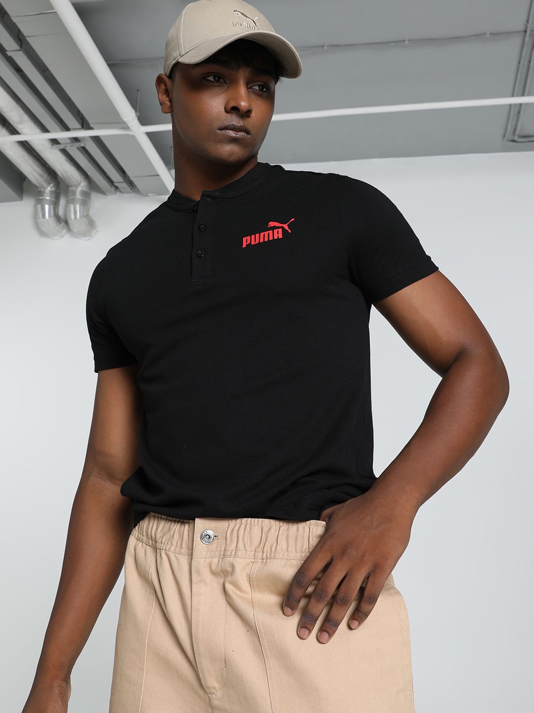 

Puma Slim Fit Henley Tee, Black
