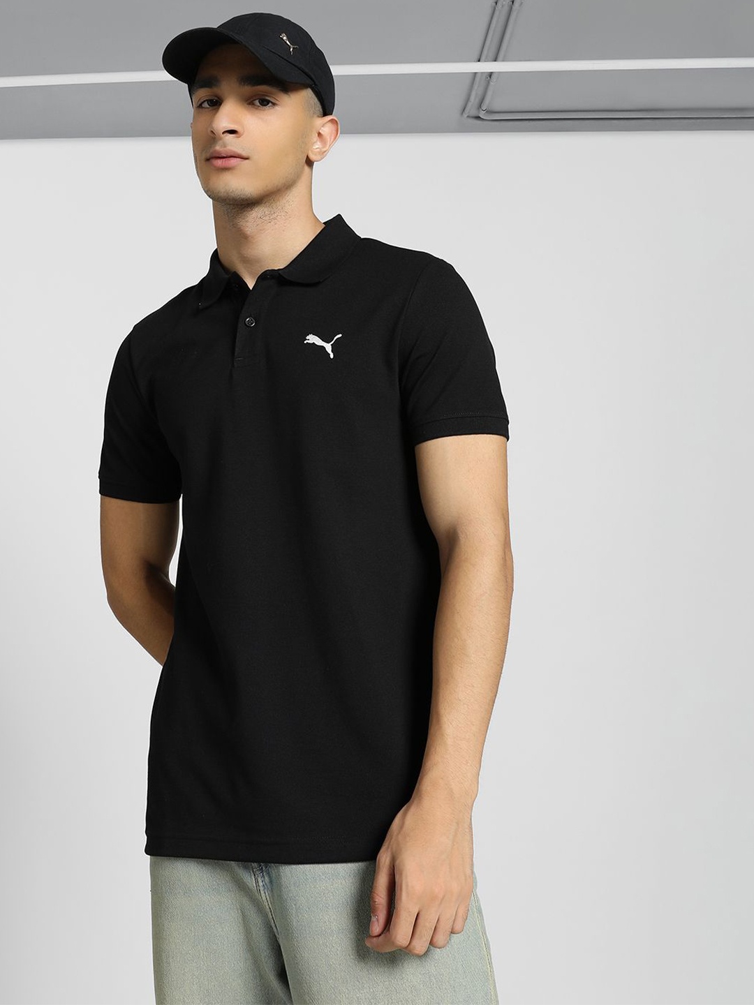 

Puma CR Cricket Travel Polo Men's Solid T-Shirt, Black