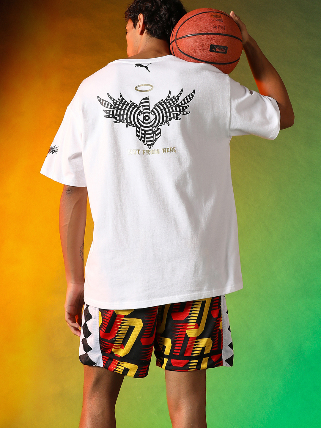

Puma Melo 50th Oversized Fit Basketball Tee Tshirts, White