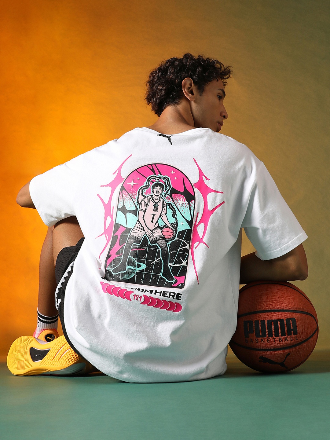 

Puma Melo Miami Oversized Fit Basketball Tee, White
