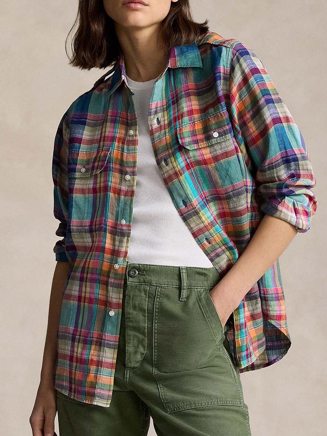 

Polo Ralph Lauren Women Checked Utility Shirt, Blue