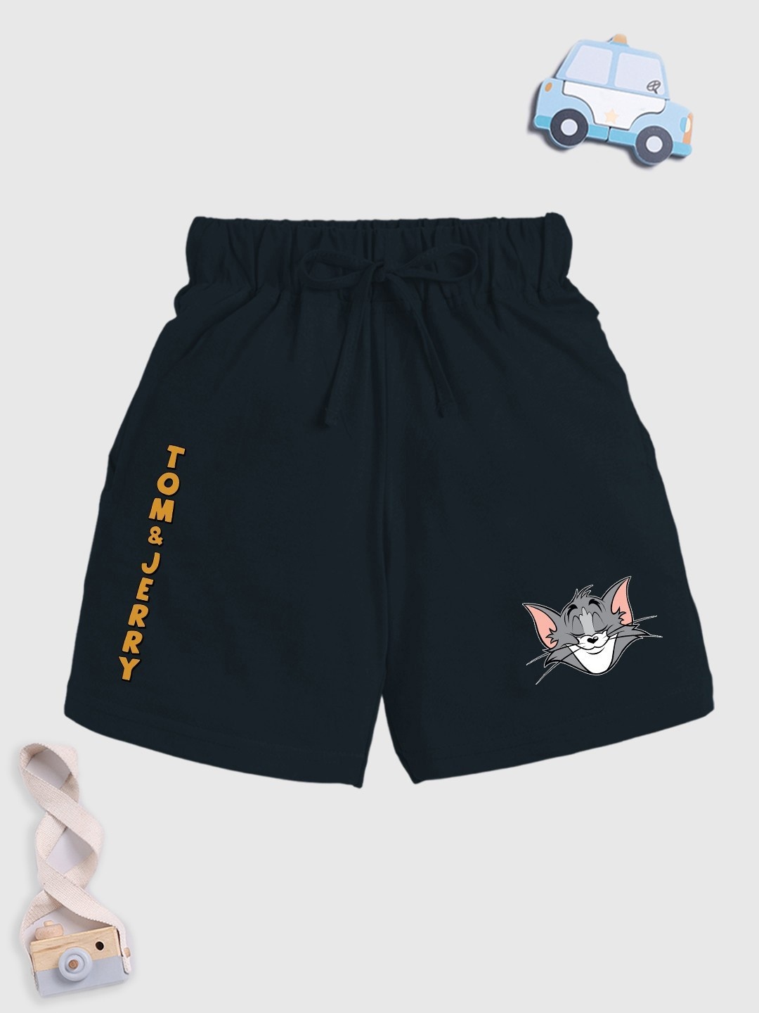 

YK X Minute Mirth Boys Pure Cotton Tom & Jerry Printed Shorts, Black