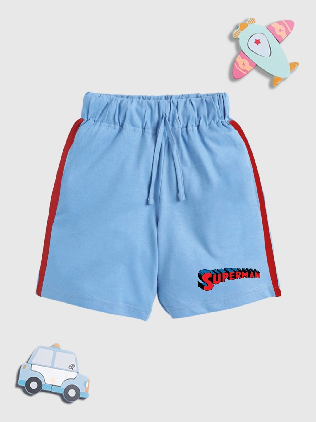 

YK X Minute Mirth Boys Superman Printed Pure Cotton Shorts, Blue