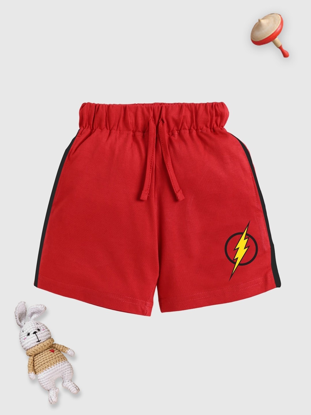 

YK X Minute Mirth Boys Flash Printed Pure Cotton Shorts, Red