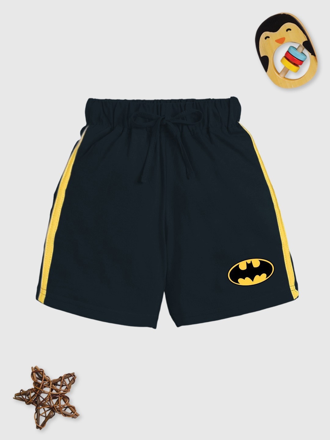 

YK X Minute Mirth Boys Batman Printed Pure Cotton Shorts, Black