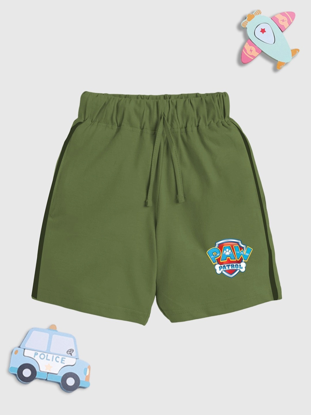 

YK X Minute Mirth Boys Paw Patrol Printed Pure Cotton Shorts, Green