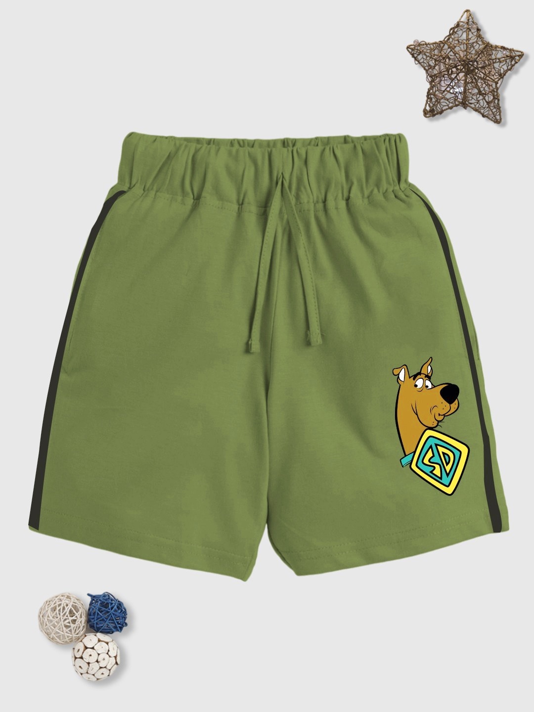 

YK X Minute Mirth Boys Pure Cotton Scooby-Doo Printed Shorts, Green