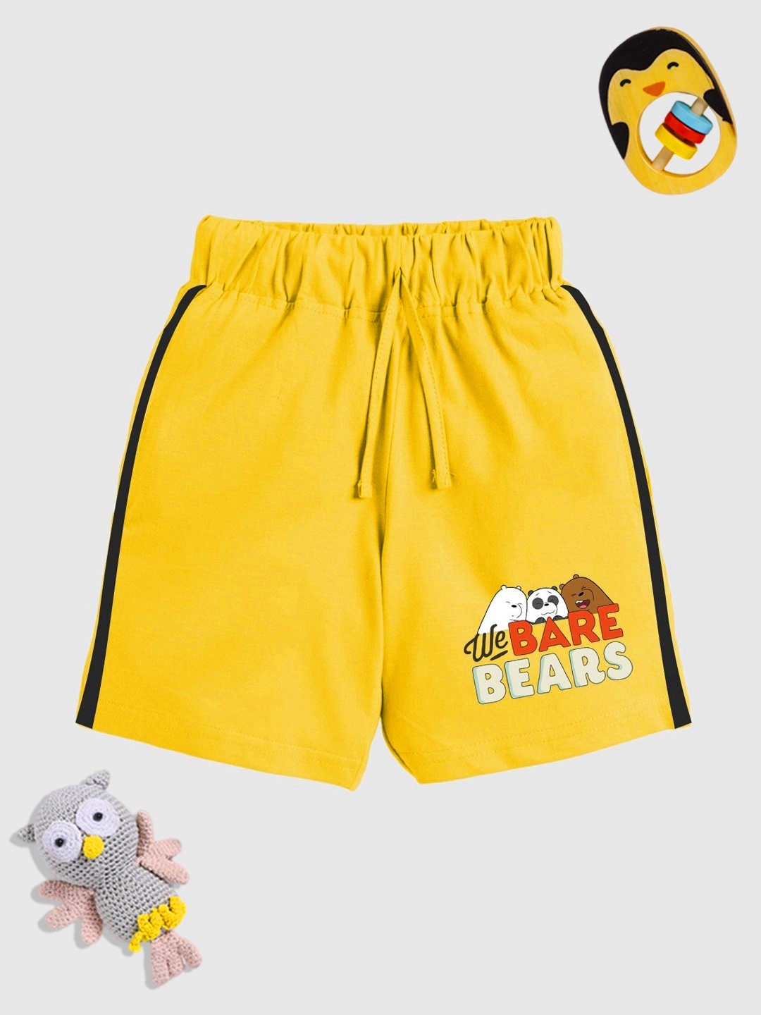 

YK X Minute Mirth Boys We Bare Bears Printed Pure Cotton Shorts, Yellow