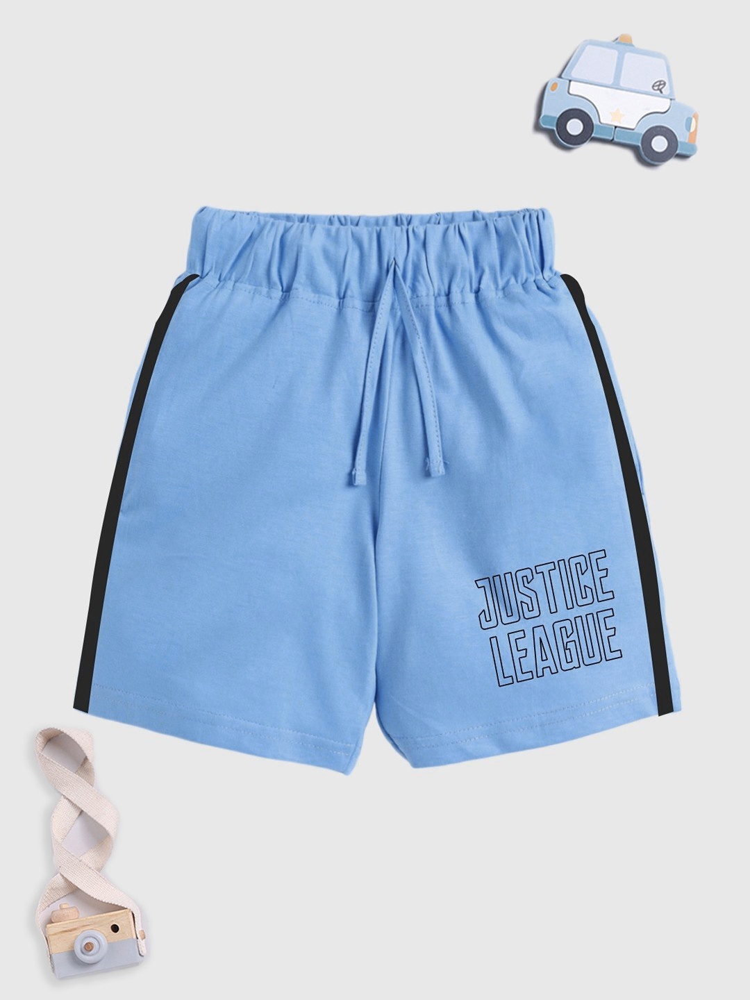 

YK X Minute Mirth Boys Justice League Printed Pure Cotton Shorts, Blue