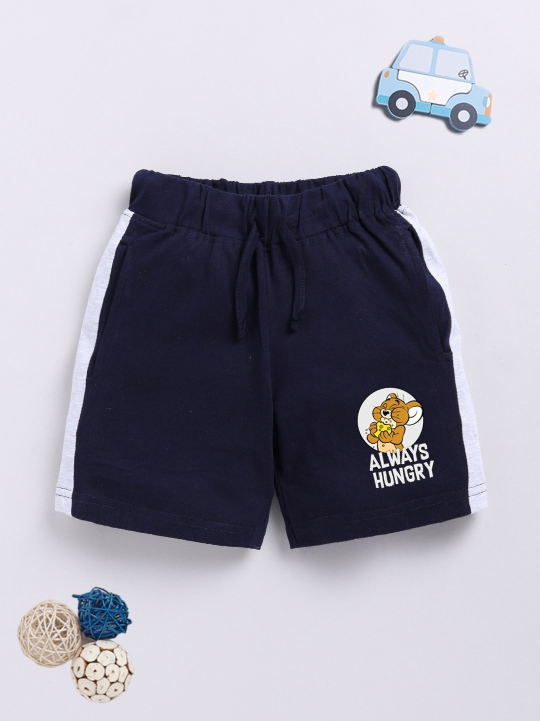 

YK X Minute Mirth Boys Pure Cotton Tom & Jerry Printed Shorts, Navy blue