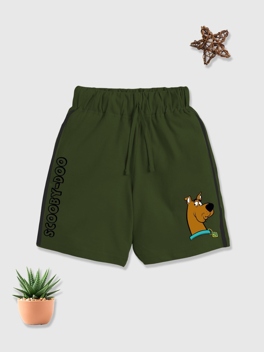 

YK X Minute Mirth Boys Pure Cotton Printed Scooby-Doo Shorts, Green