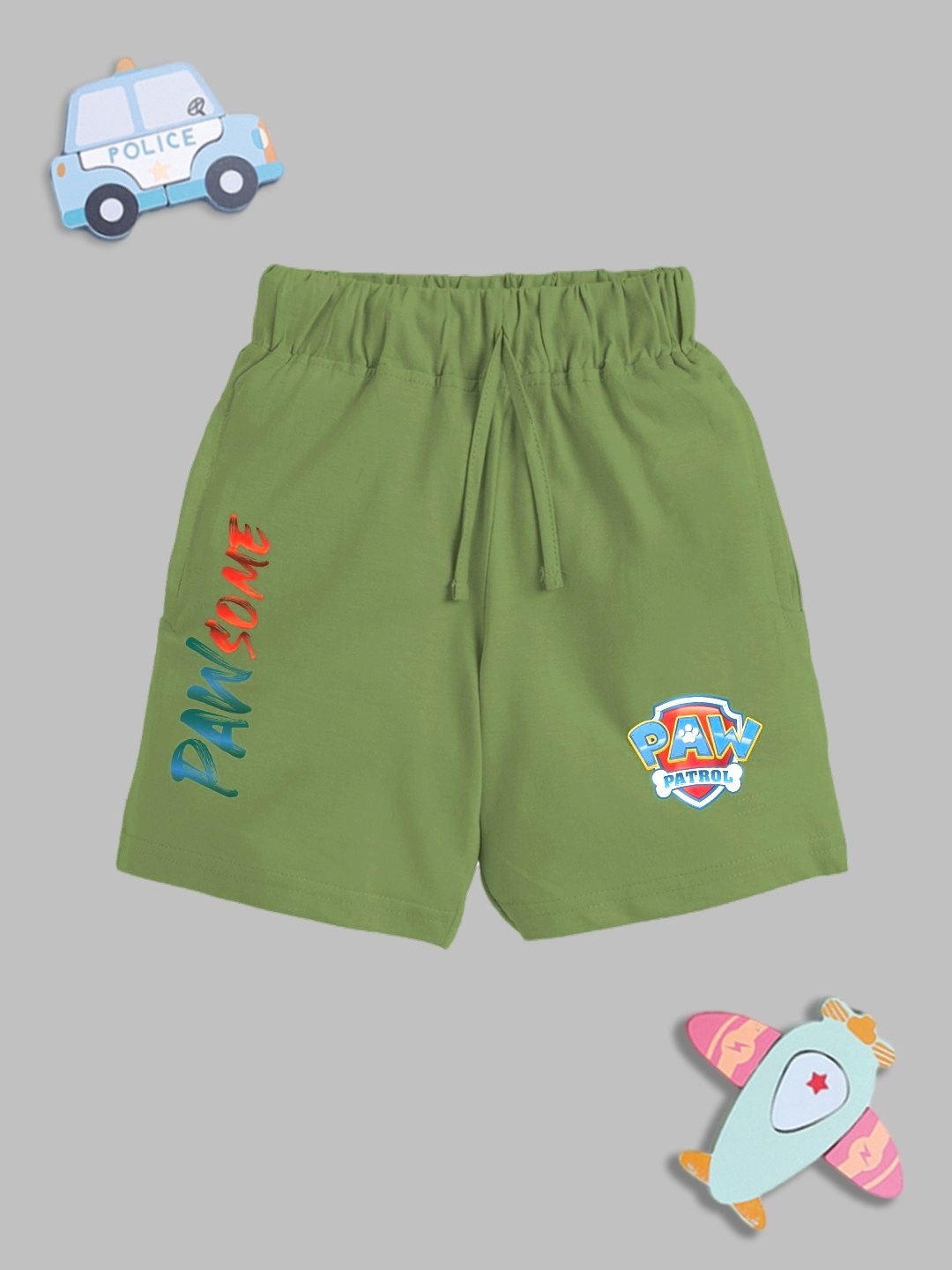

YK X Minute Mirth Boys Pure Cotton Paw Patrol Printed Shorts, Green