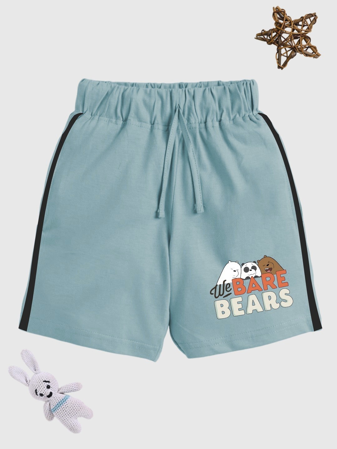 

YK X Minute Mirth Boys We Bare Bears Printed Pure Cotton Shorts, Teal