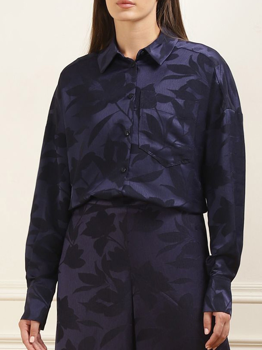 

Ted Baker Print Shirt Style Top, Navy blue