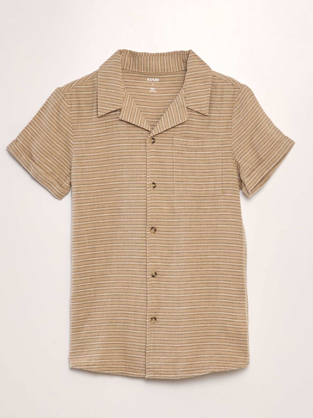 

KIABI Boys Horizontal Stripes Cotton Casual Shirt, Beige