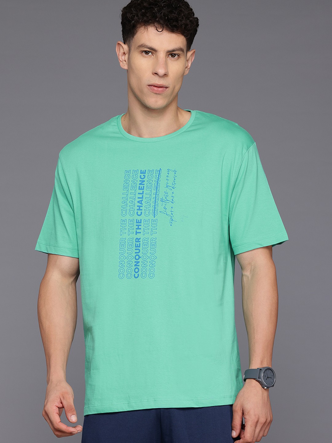 

HRX by Hrithik Roshan Printed Pure Cotton T-shirt, Green