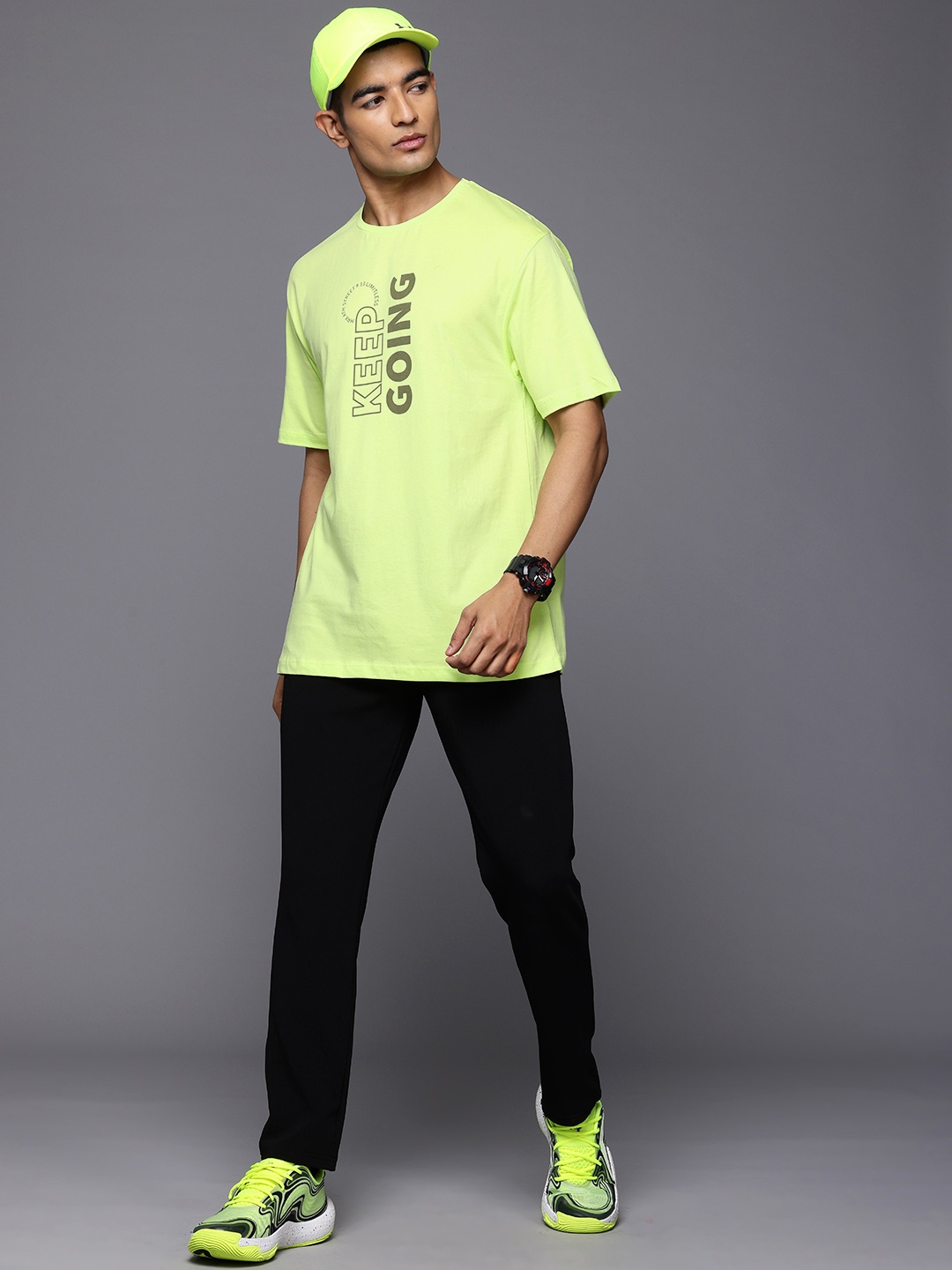 

HRX by Hrithik Roshan Typography Printed Lifestyle T-shirt, Lime green