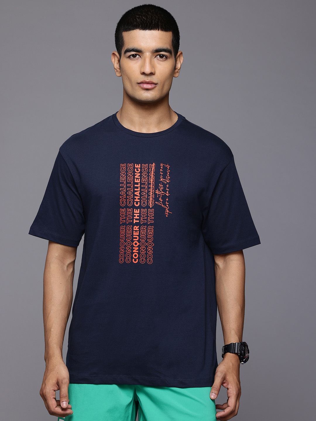

HRX by Hrithik Roshan Printed Lifestyle T-shirt, Navy blue