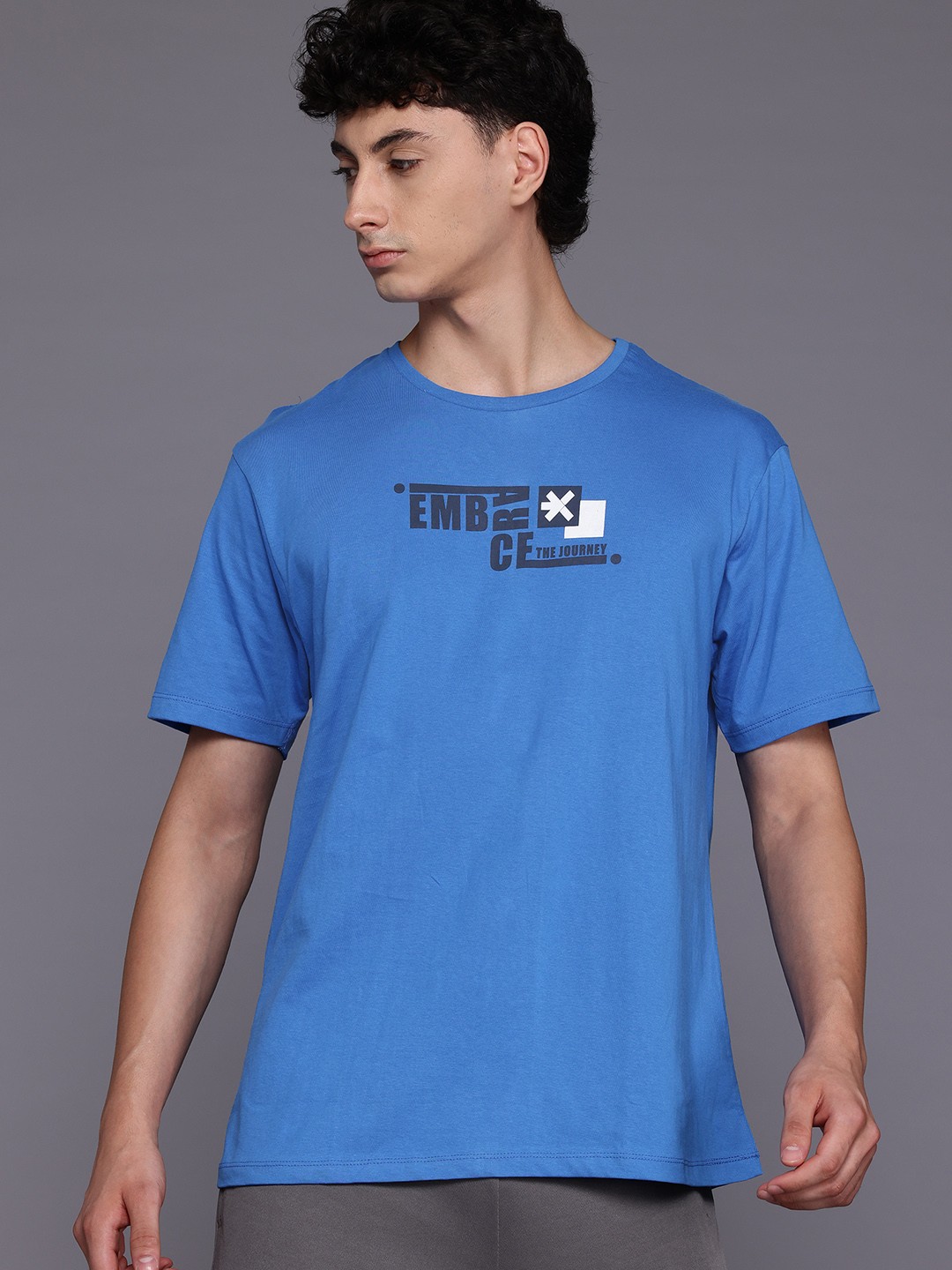 

HRX by Hrithik Roshan Printed Pure Cotton Lifestyle T-shirt, Blue