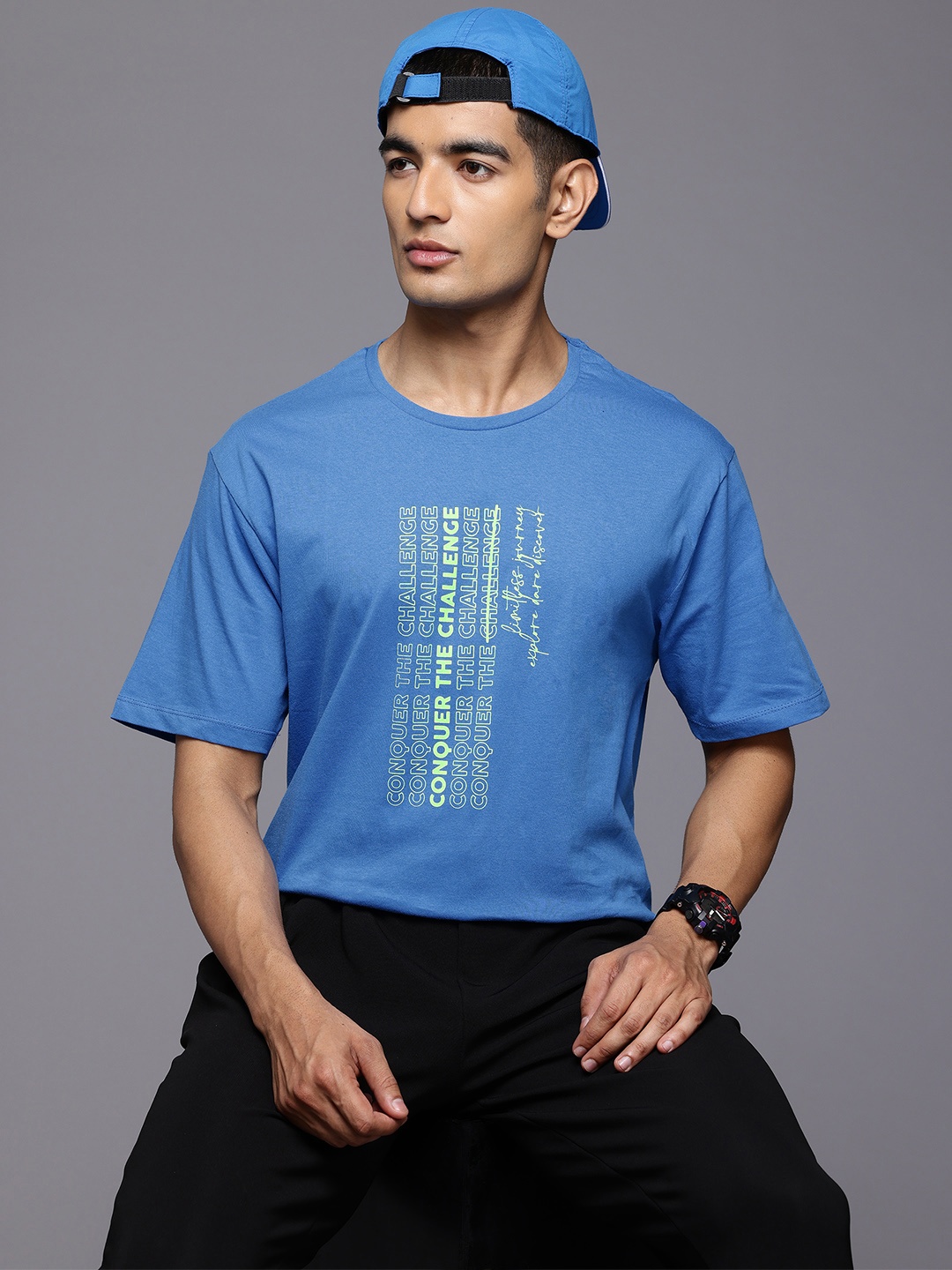 

HRX by Hrithik Roshan Typography Printed Lifestyle T-shirt, Blue