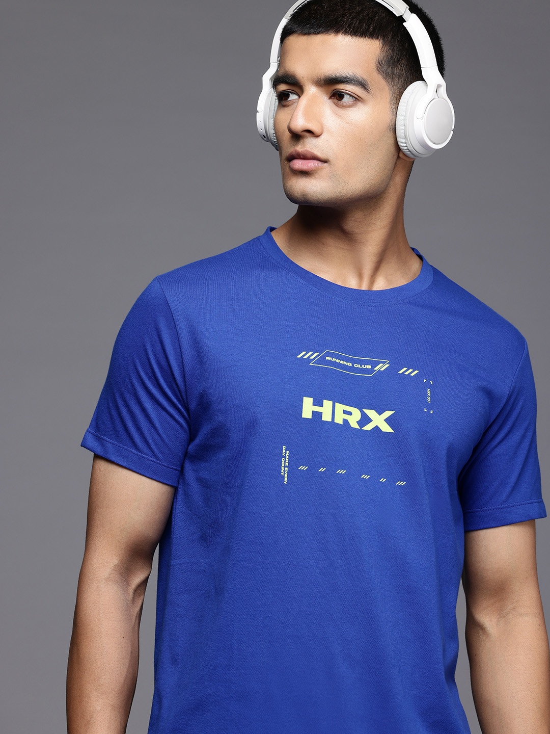 

HRX by Hrithik Roshan Brand Logo Print T-shirt, Blue