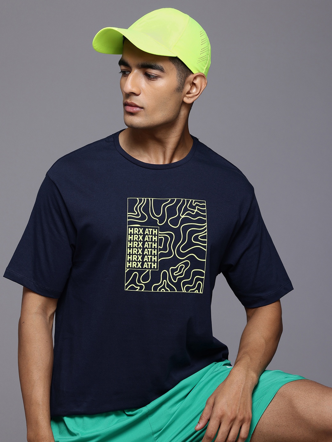 

HRX by Hrithik Roshan Printed Lifestyle T-shirt, Navy blue