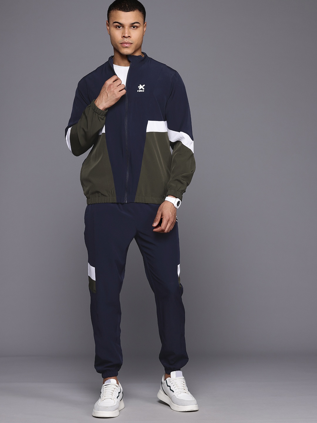 

HRX by Hrithik Roshan Colour-block Casual Tracksuit, Navy blue