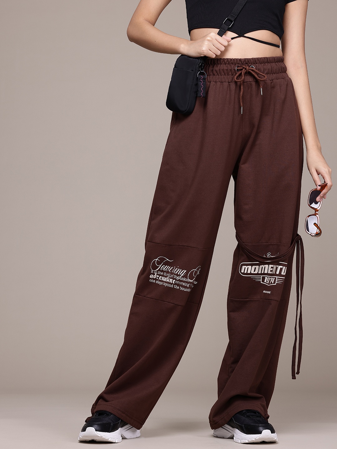 

The Roadster Lifestyle Co. Women Track Pants, Coffee brown