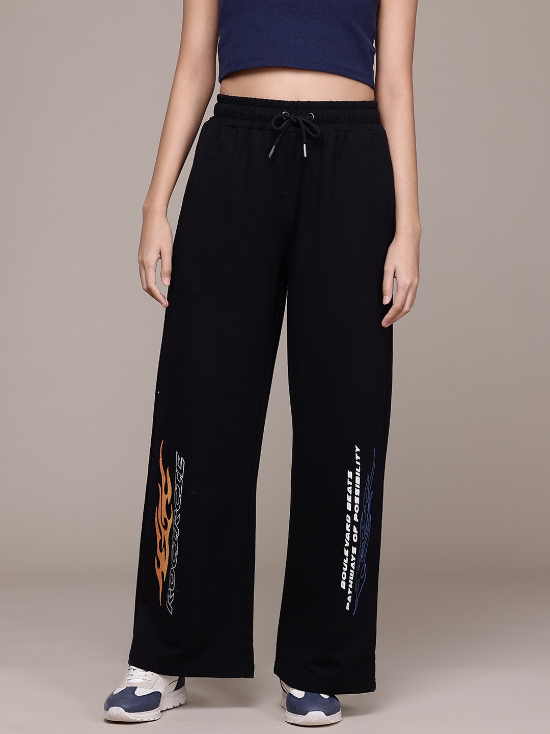 

The Roadster Lifestyle Co. Women Relaxed Fit Track Pants, Black