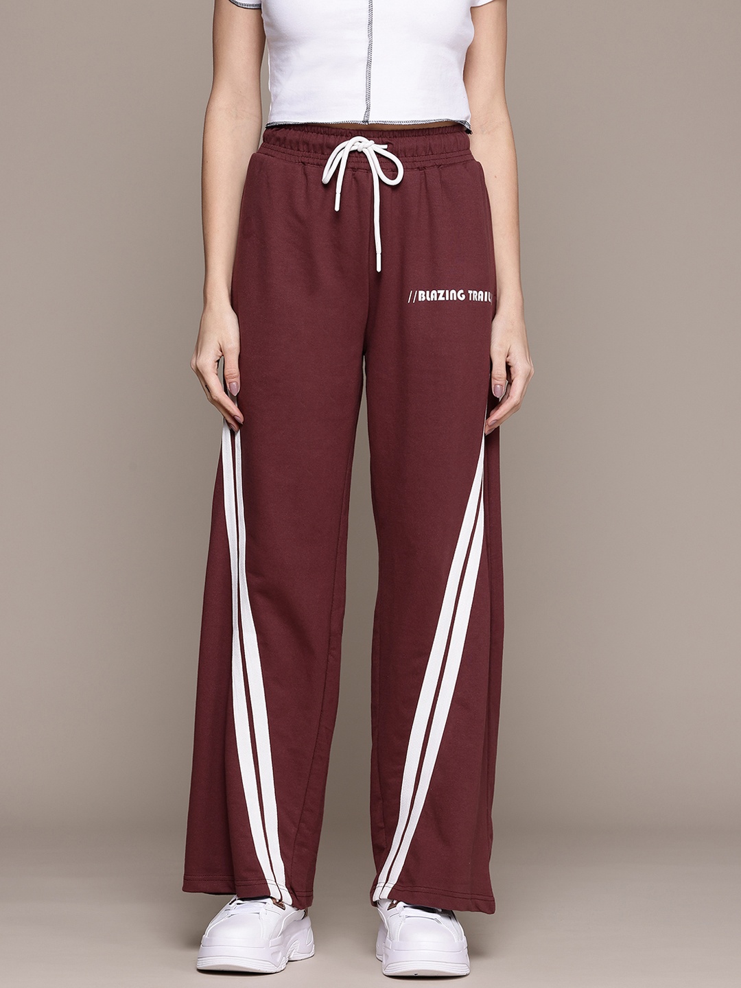 

Roadster The Lifestyle Co. Women Side Striped Track Pants, Burgundy