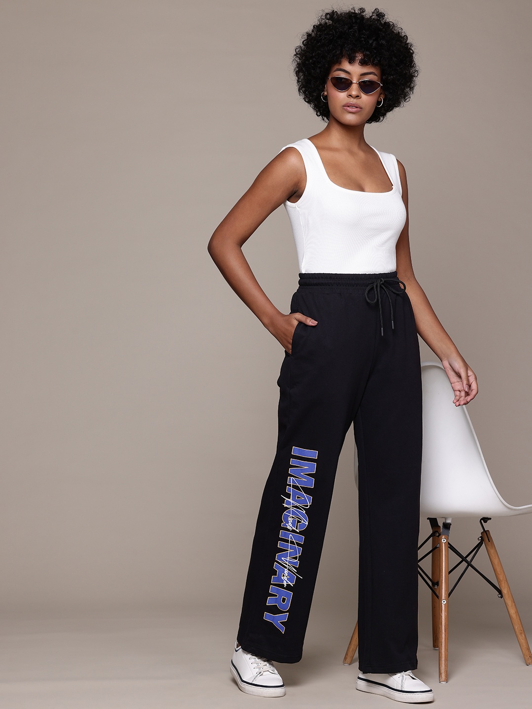 

The Roadster Lifestyle Co. Women Typography Print Track Pants, Black