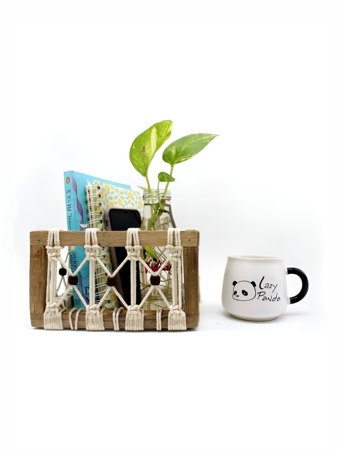 

VAH Kya Bat Hai !! White & Brown Self Design Wooden Cabinet Organizer