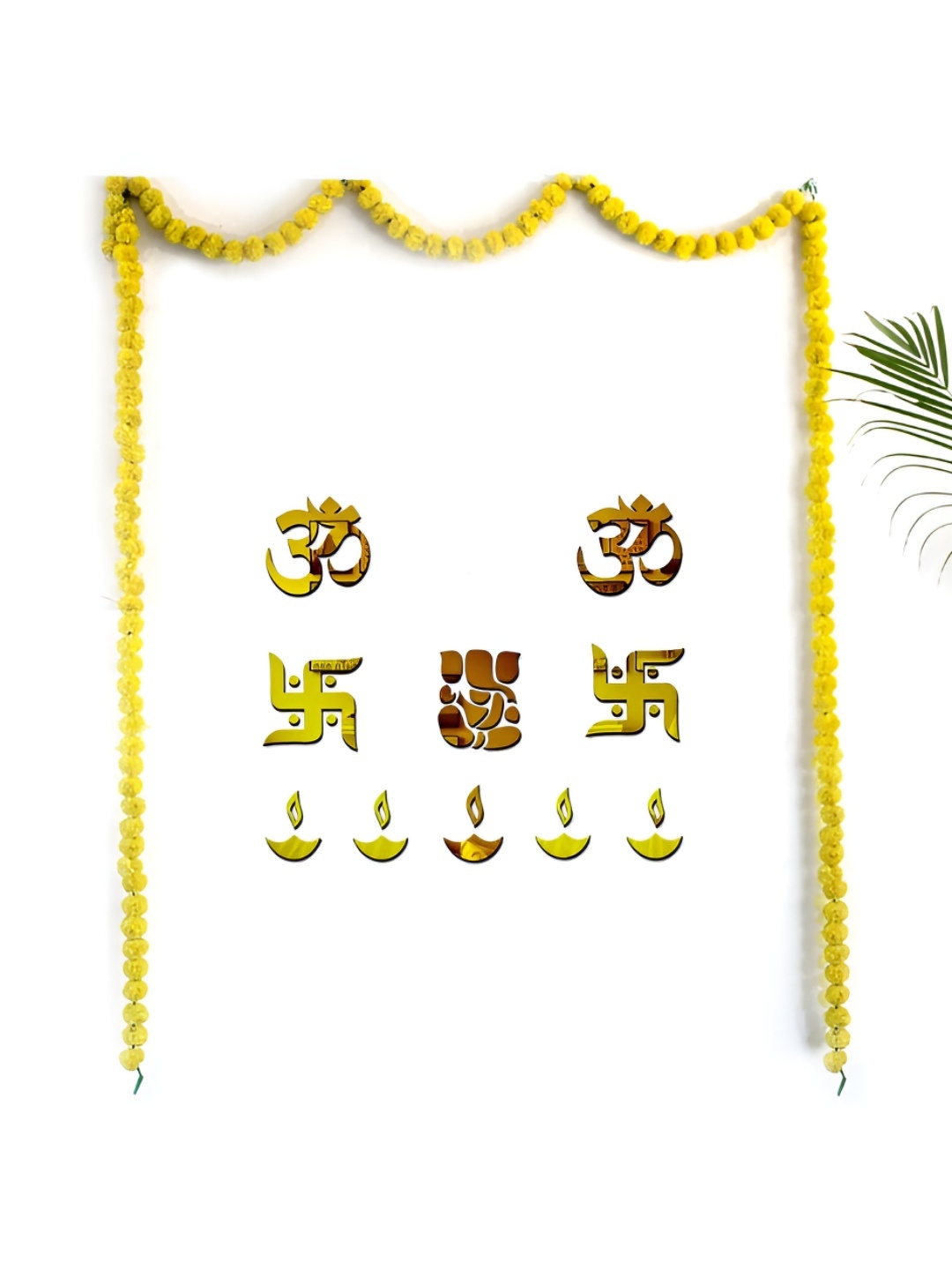 

VAH Kya Bat Hai !! Yellow & Gold Toned 11 Pieces Toran With Stickers