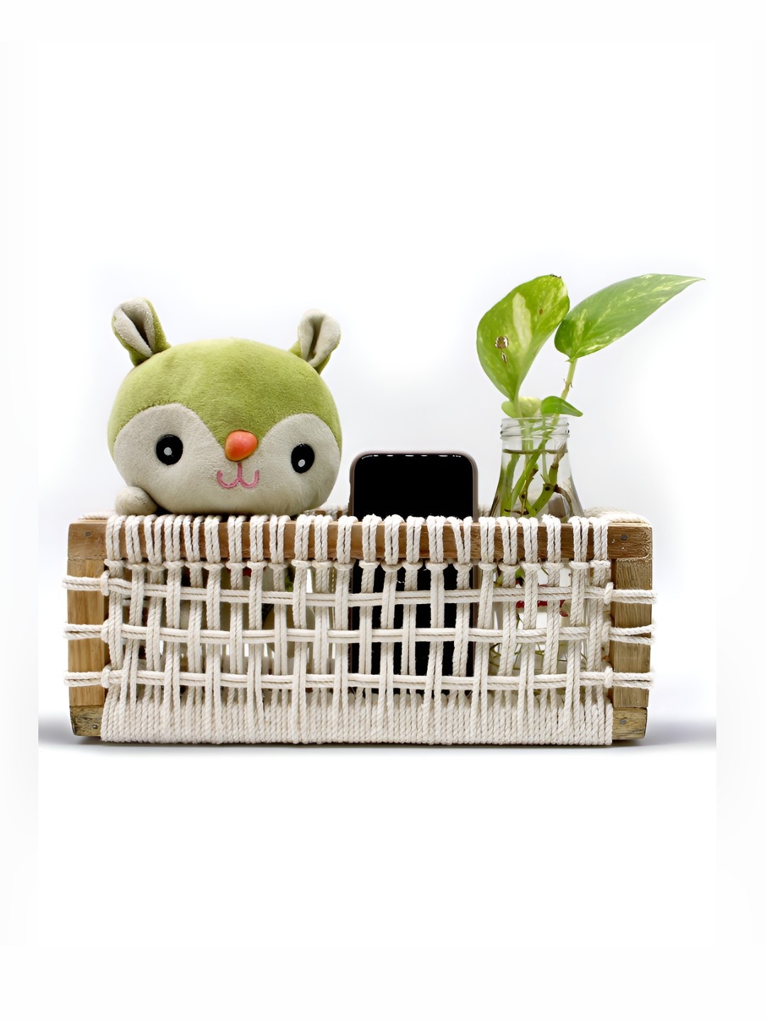 

VAH Kya Bat Hai !! White & Brown Textured Cotton Cabinet Organizer