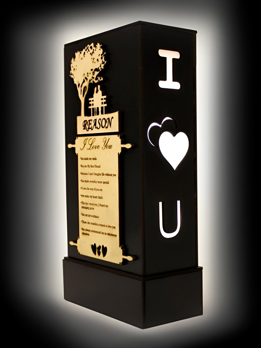 

VAH Kya Bat Hai !! Black & Beige Textured Wooden Table Lamp