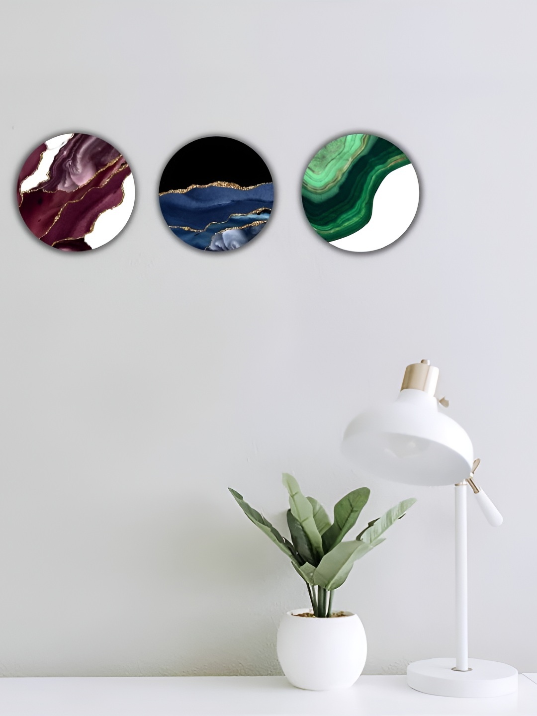 

VAH Kya Bat Hai !! Maroon & Blue 3 Pieces Printed Wooden Wall Hangings