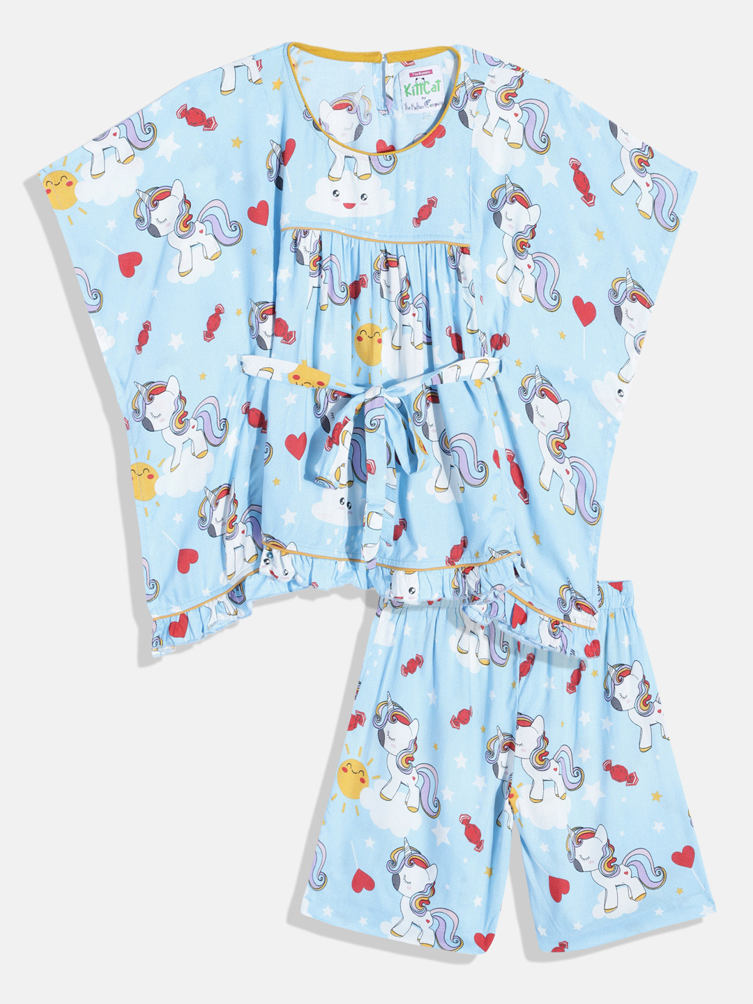 

The Kaftan Company Girls Printed Night Suit, Blue